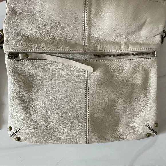 Lucky Brand Real Leather Foldover Option Shoulder Crossbody Bag- Fringe- Ivory - Picture 5 of 10